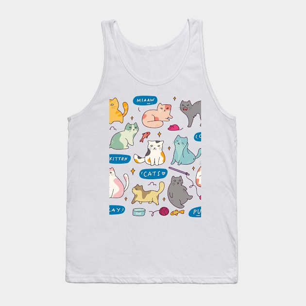 Funny Cute Cat Sticker Pack for cat lover Tank Top by jodotodesign